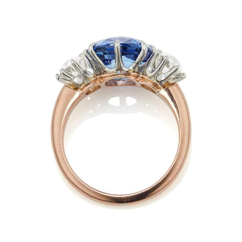 4.03ct old mine cut Ceylon Sapphire engagement ring