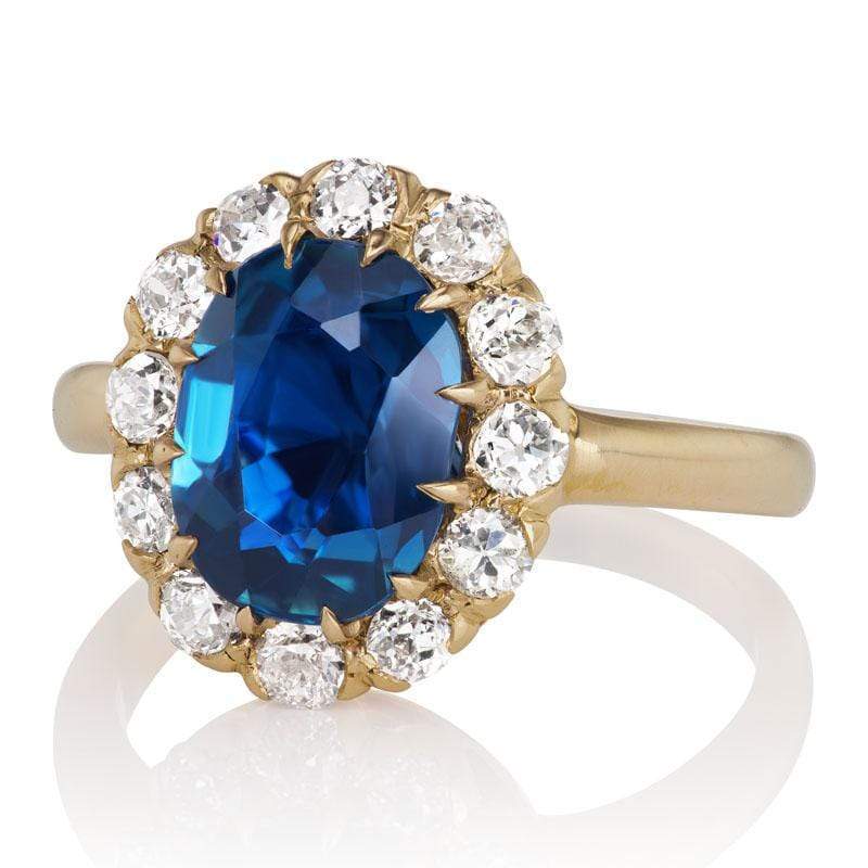 4.07ct No-Heat Montana Sapphire diamond engagement ring with gemstone