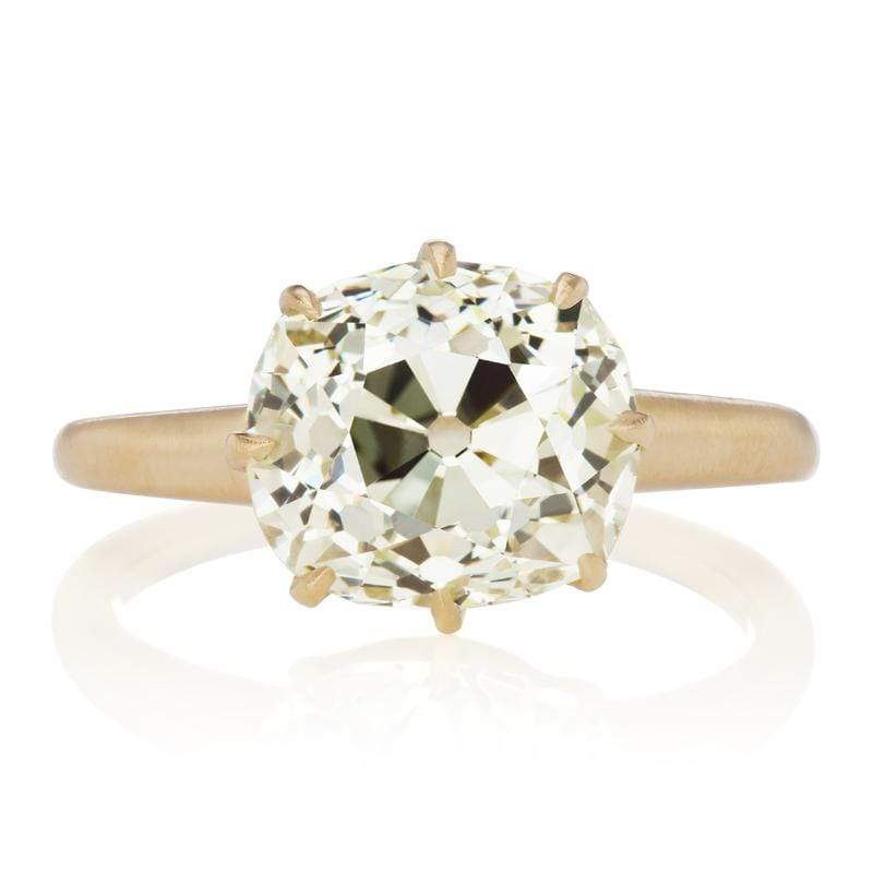 4 Carat East-West Set Old Mine Cut Solitaire Engagement Ring