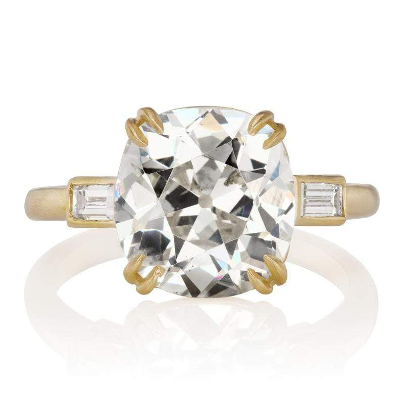 4 Carat Old Mine Cut Yellow Gold Ring | Victor Barbone Jewelry