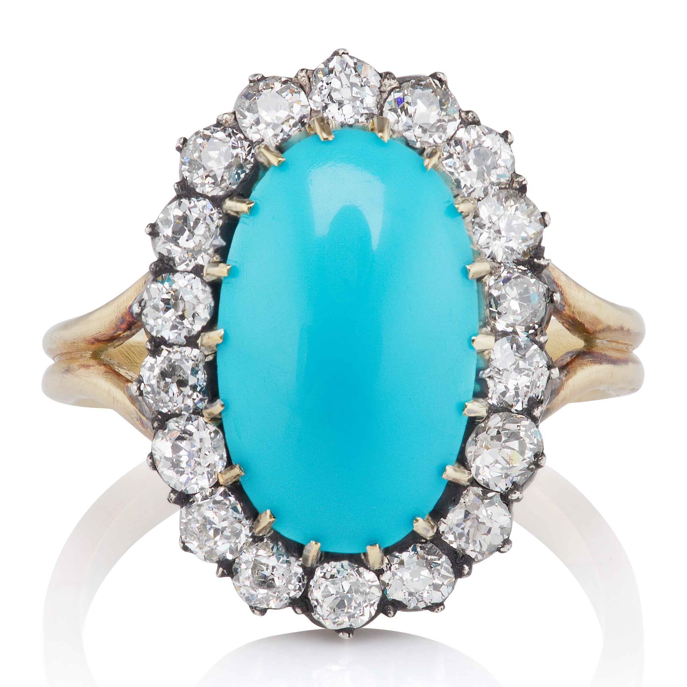 Turquoise & Diamond Halo Engagement Ring | Victor Barbone