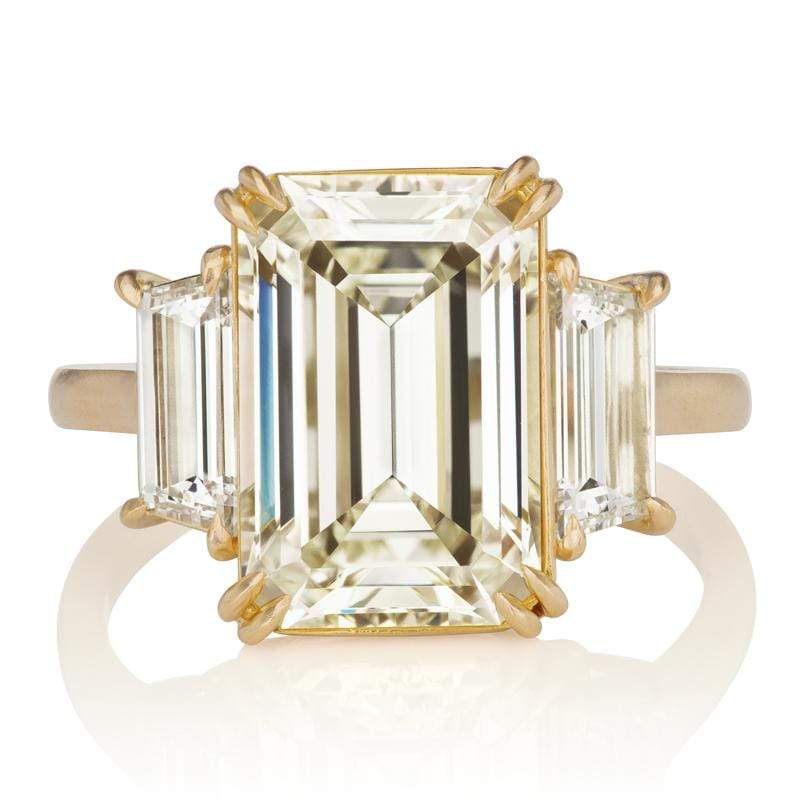 4.49 ct Emerald Cut Diamond Engagement Ring with Side Stones