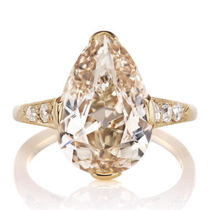 5 carat Champagne Antique Pear Shaped Engagement Ring