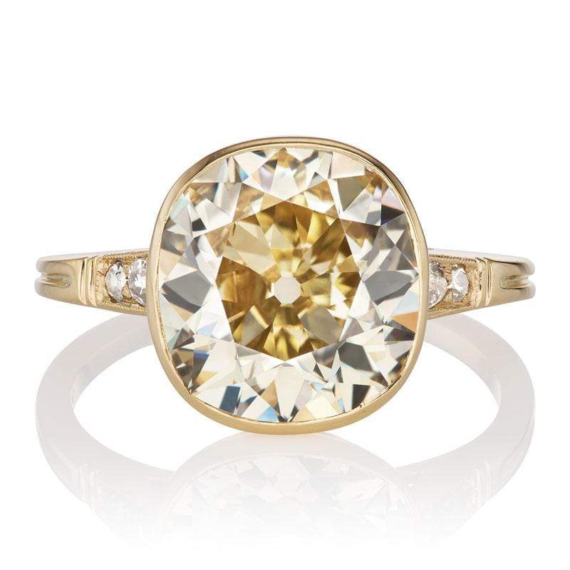 Gold Colored 5.03 ct Diamond Ring Set in 18 kt Yellow Gold