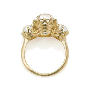5 carat Chunky Old Mine Cut Three Stone Engagement Ring