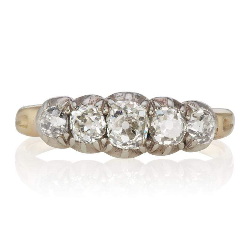 5 Diamond Silver & Gold Engagement Ring