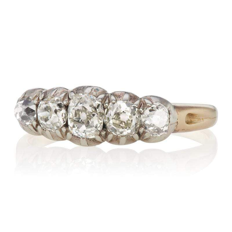 5 Old Mine Cut Diamonds diamond engagement ring