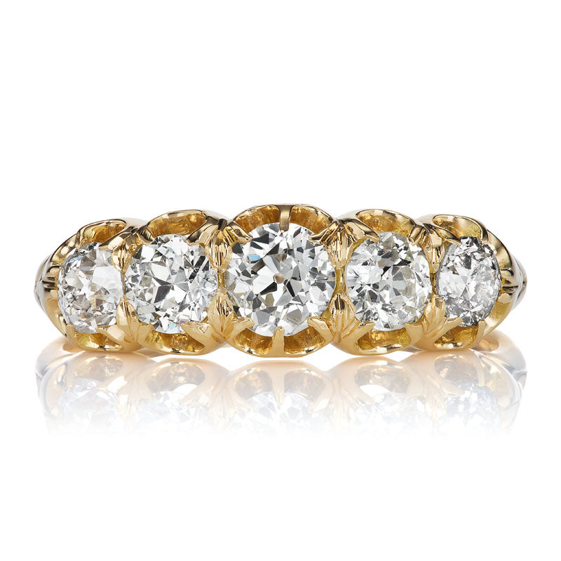 Five Stone Old European Cut Diamond Half Hoop in 18kt Gold