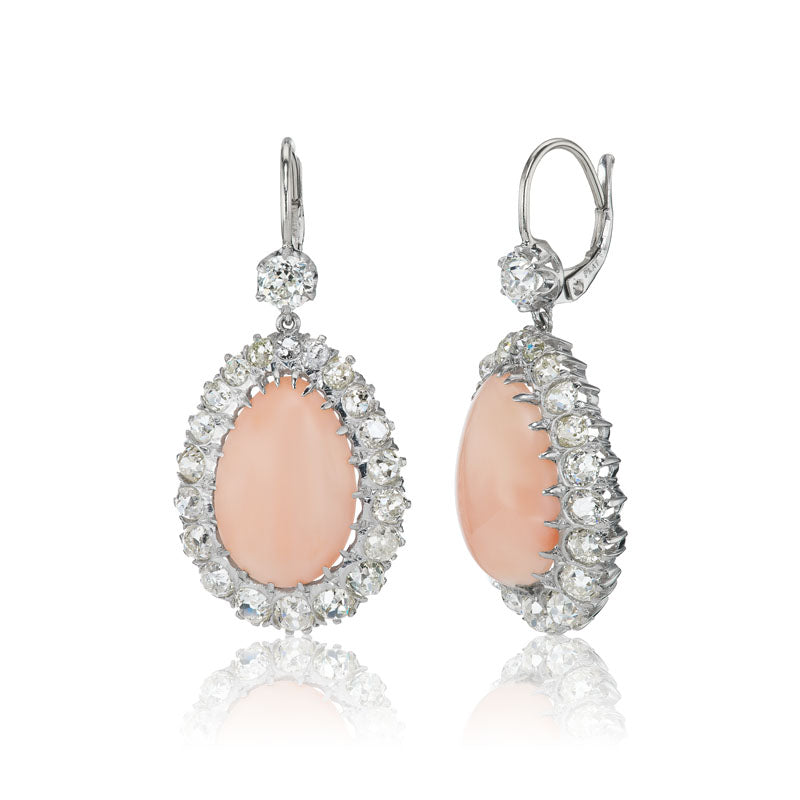 Antique Coral and Diamond Earrings