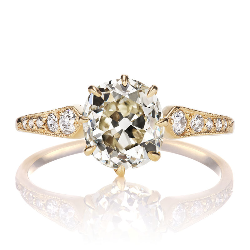 1.79ct Old Mine Cut Diamond with Tapered Yellow Gold Shank