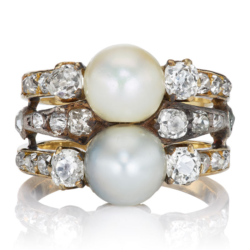 Antique Pearl + Diamond Ring