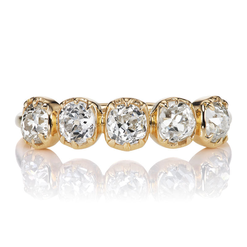 Five Stone Antique Diamond Half Hoop Ring