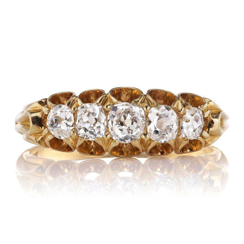 Vintage 5 stone Half Hoop Ring