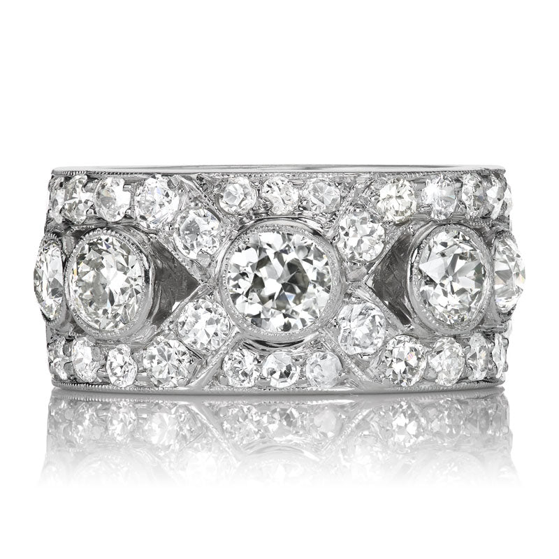 Art Deco Thick Platinum Diamond Wedding Band