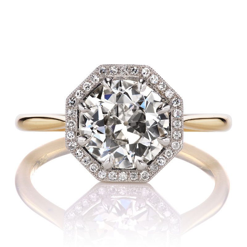 Two-Tone 1.91ct Transitional Cut Diamond with Octagon Diamond Halo