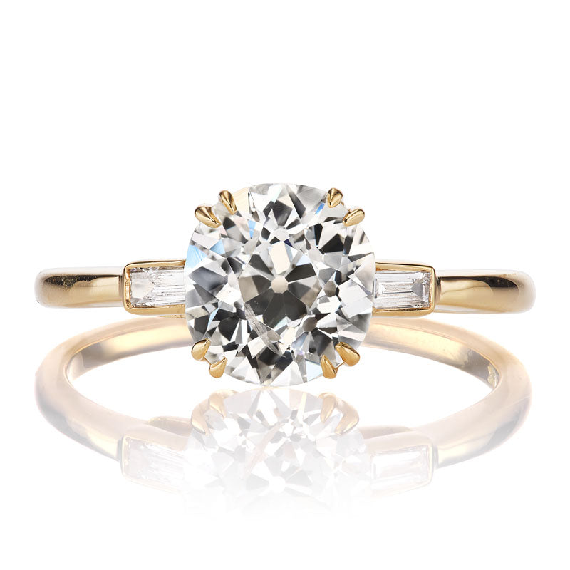 1.74ct Old European Cut Diamond with Baguette Side Stones