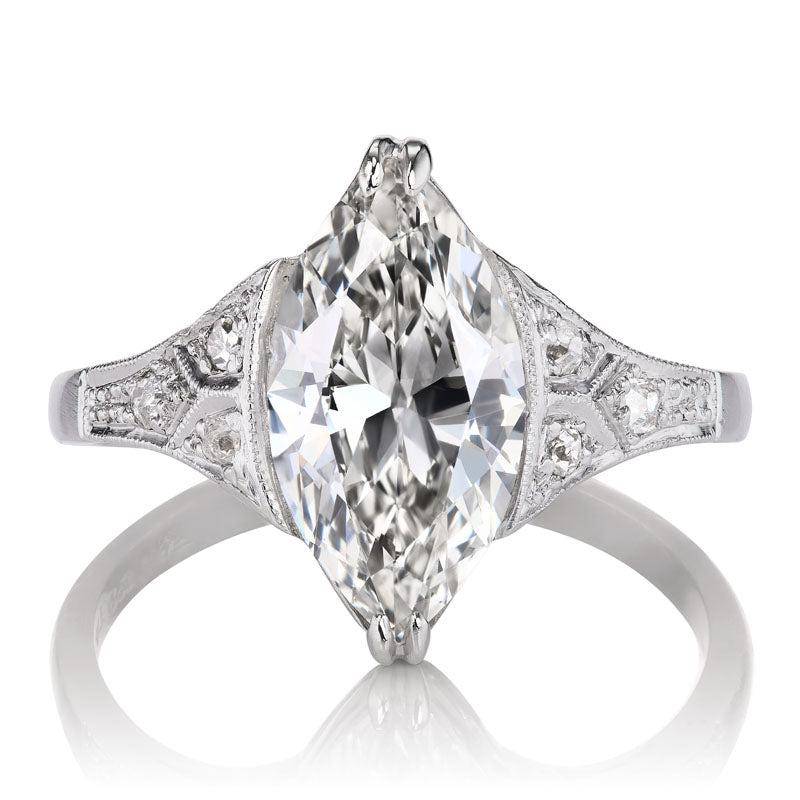 Vintage 2.12ct Marquise Cut Platinum Engagement Ring