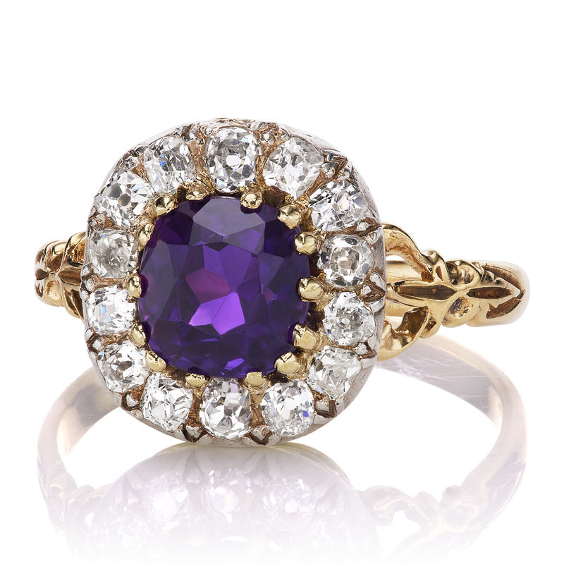 Antique Amethyst Ring diamond with gemstone