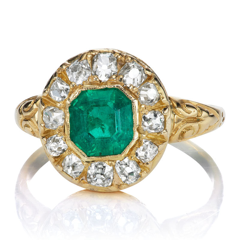 Emerald and Diamond Cluster Ring diamond engagement ring with gemstone