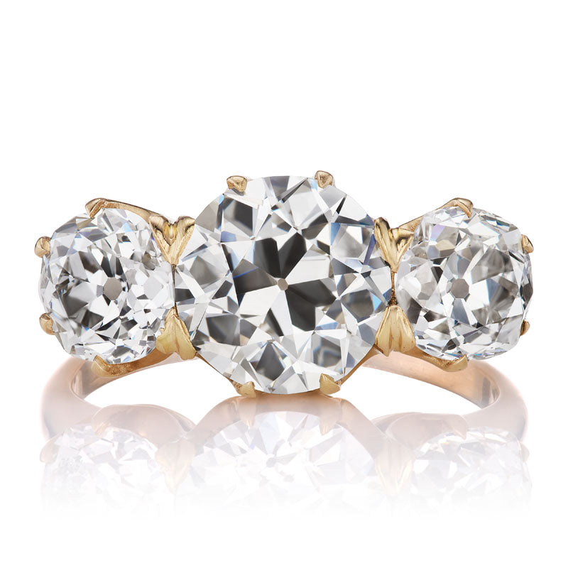Vintage Three Stone 2.54ct Old European Cut Diamond Ring