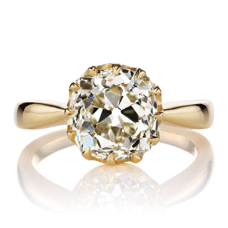 Chunky 3.41ct Old Mine Cut Diamond Ring with Tapered Shank