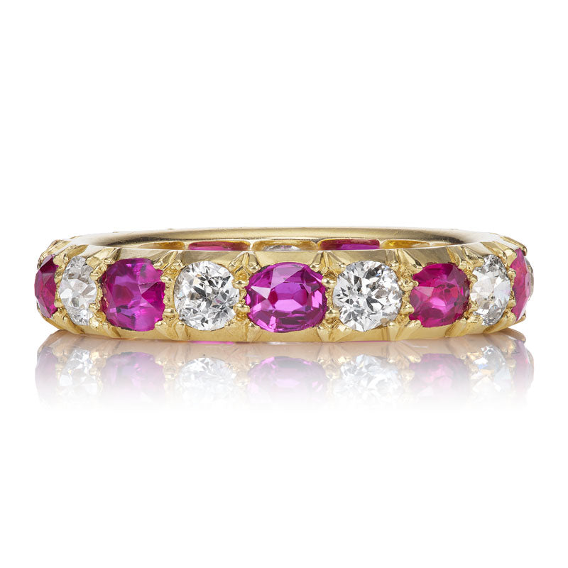 Beautiful Pink Ruby and Diamond Eternity Band