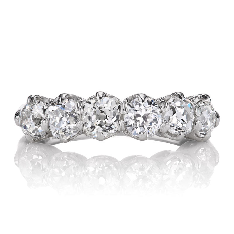 Platinum Wedding Band Old Mine Cut Half Hoop