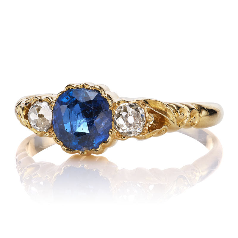 No-heat sri lanka sapphire diamond with gemstone