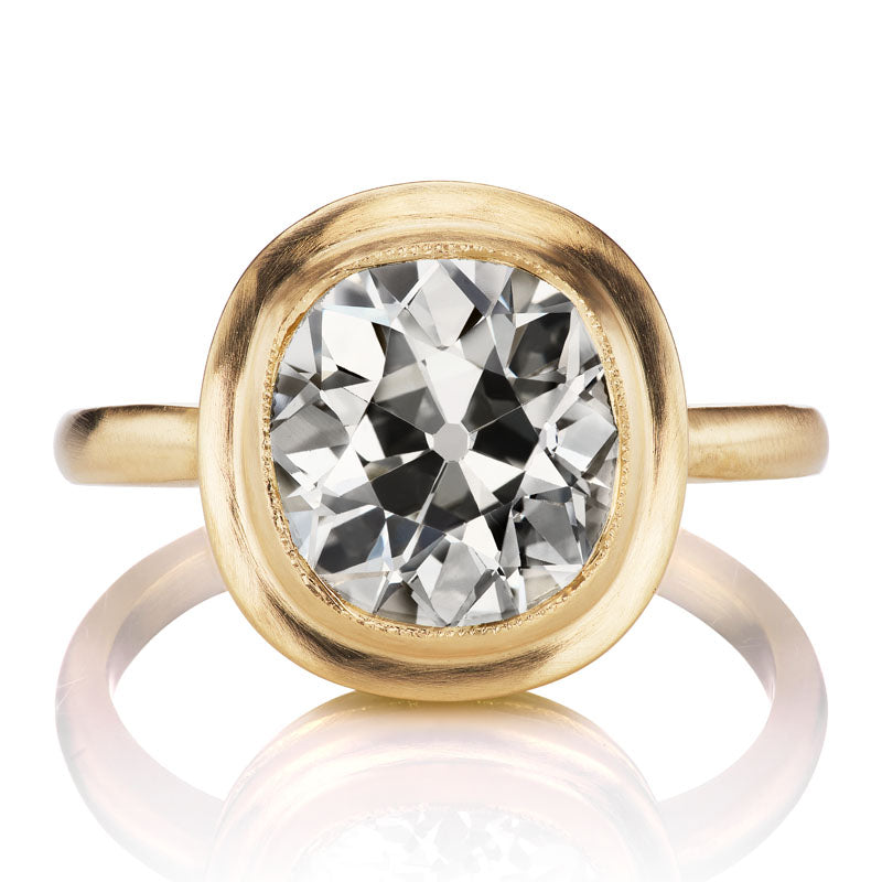 Bezel Set 2.96 ct Old European Cut Engagement Ring