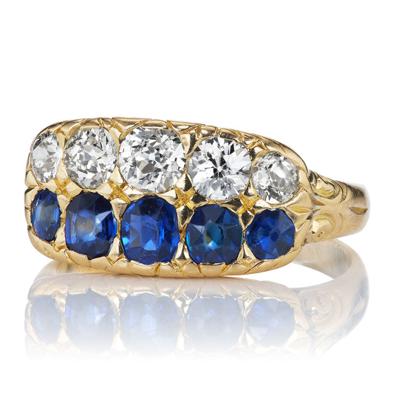 Diamond and Sapphire Ring diamond with gemstone