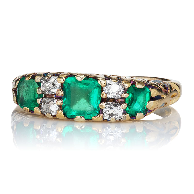 antique diamond and emerald half hoop diamond with gemstone