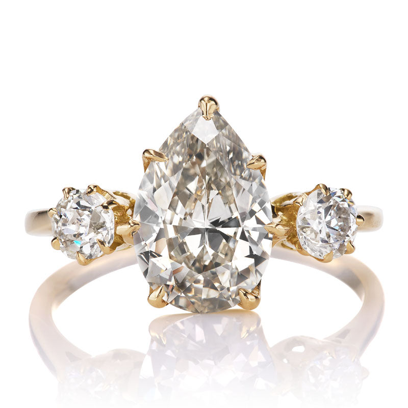 2.22ct Pear Shaped Engagement Ring with Side Stones