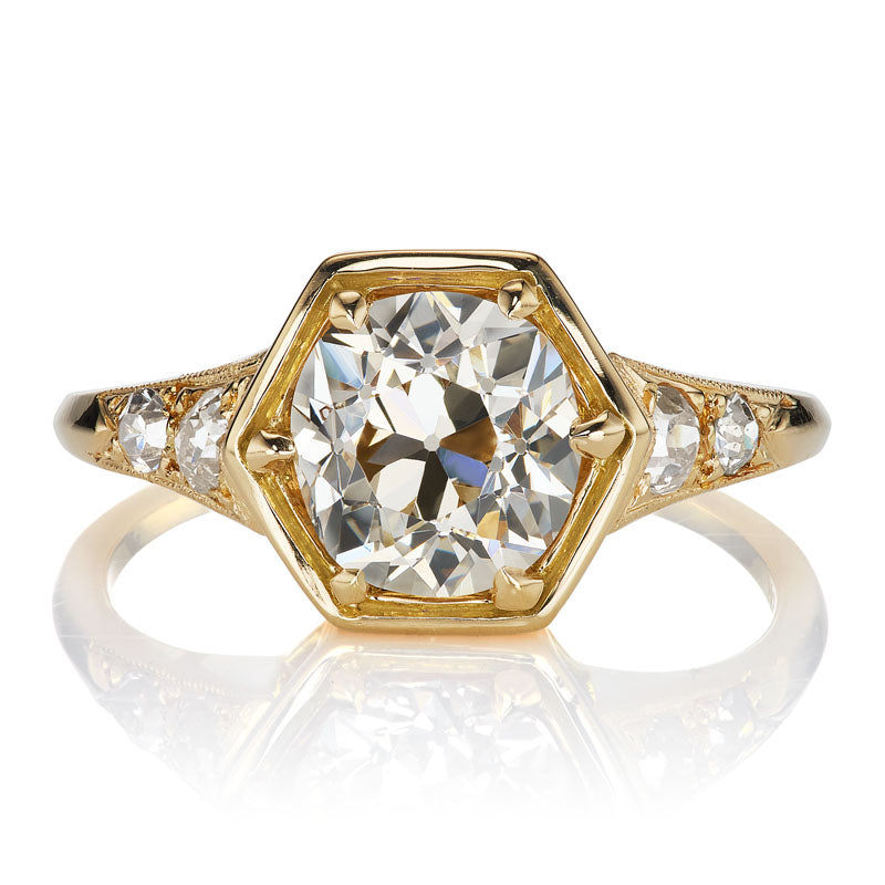 Hexagon Setting 1.83ct Old European Cut Diamond Ring