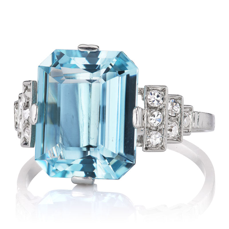 Aquamarine diamond with gemstone