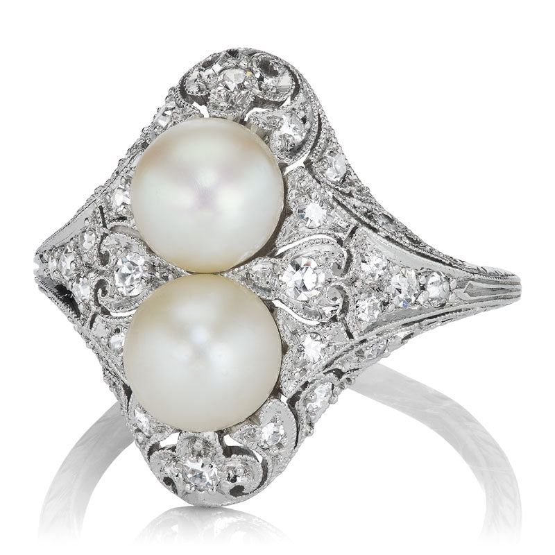 Pearl Toi et Moi Ring diamond