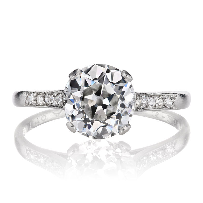 Vintage Cartier 2.01ct Old Euro Diamond Engagement Ring