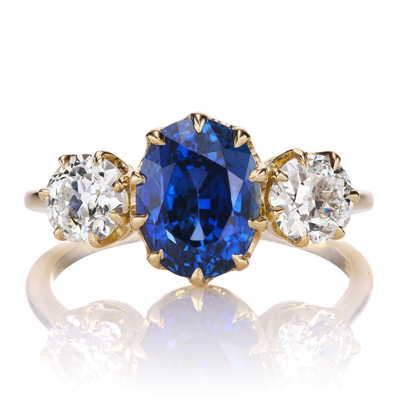 2.62ct Sapphire and Diamond Three Stone Ring