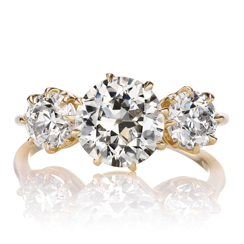 Vintage Three Stone Engagement Ring in Yellow Gold