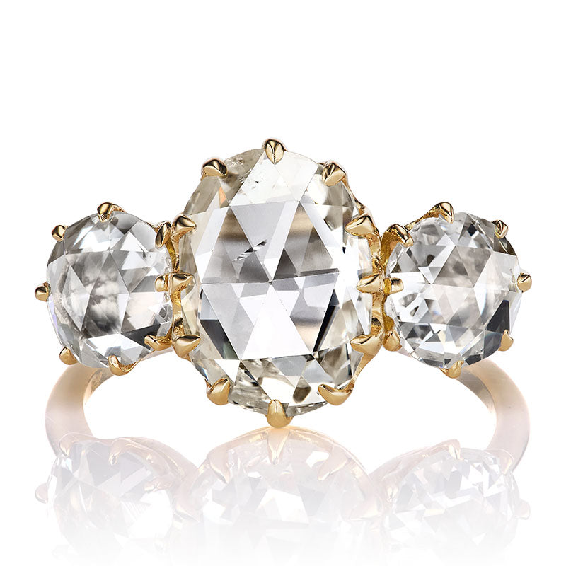 2.33ct Rose Cut Three Stone Engagement Ring