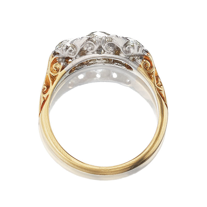 edwardian Vintage Three Stone Ring diamond