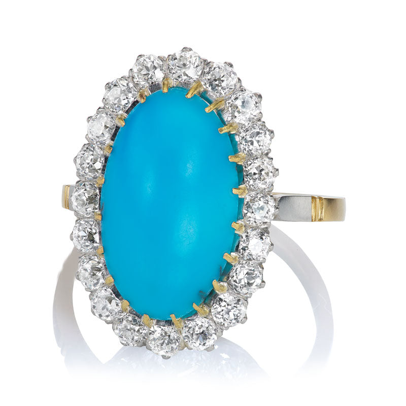 Turquoise and Diamond Cluster Ring diamond with gemstone