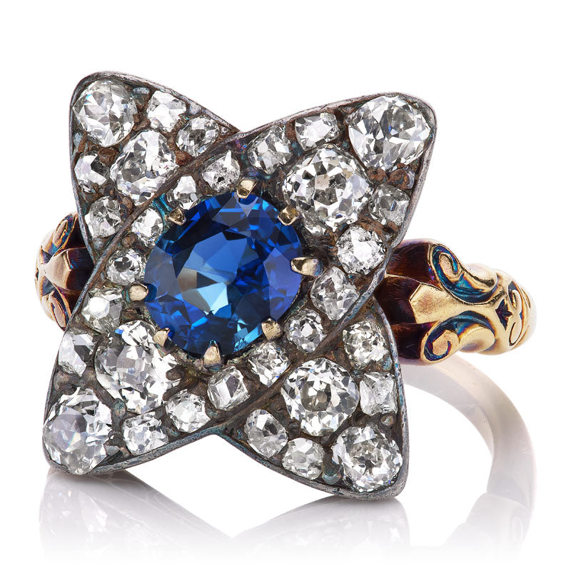 No-Heat Cambodian Sapphire diamond with gemstone