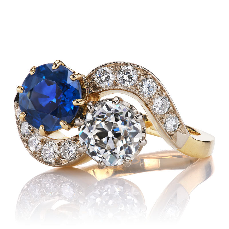 Diamond + Sapphire Toi et Moi Ring diamond with gemstone
