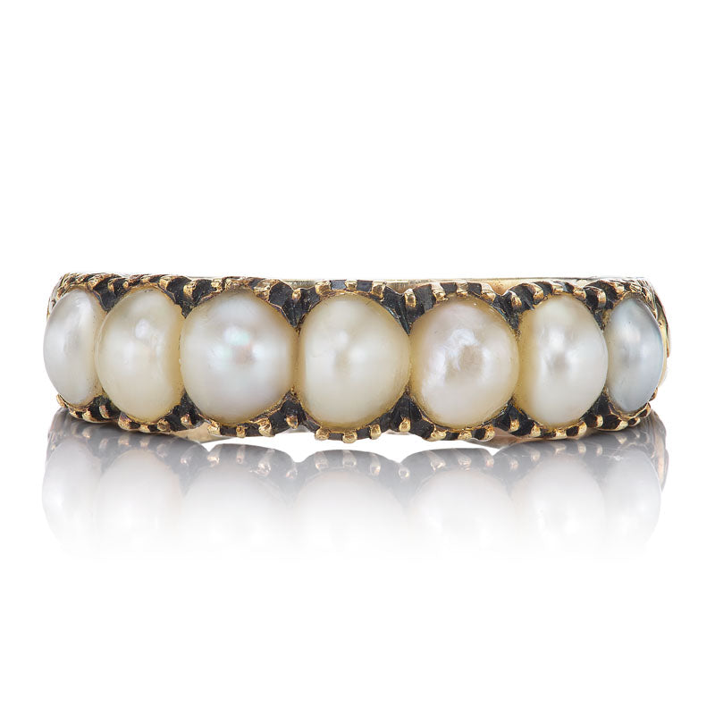 Antique Pearl Half Hoop Ring