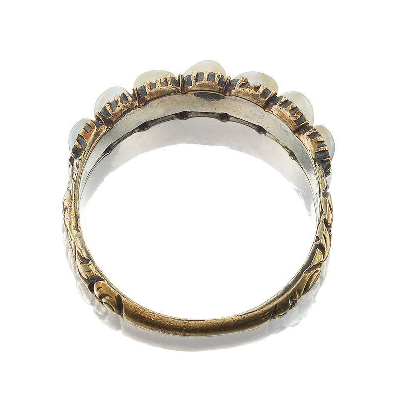 Pearl Half Hoop diamond