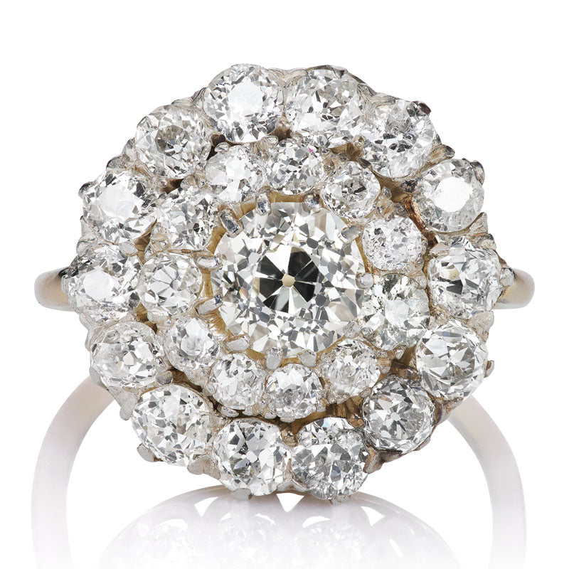 Antique Edwardian Double Halo Diamond Cluster Ring