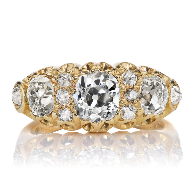 Victorian Antique Chunky Diamond and 18kt Yellow Gold Ring
