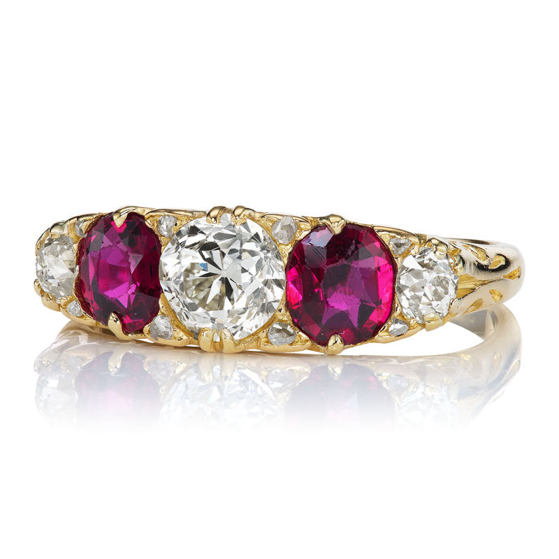 Antique diamond and ruby half hoop diamond