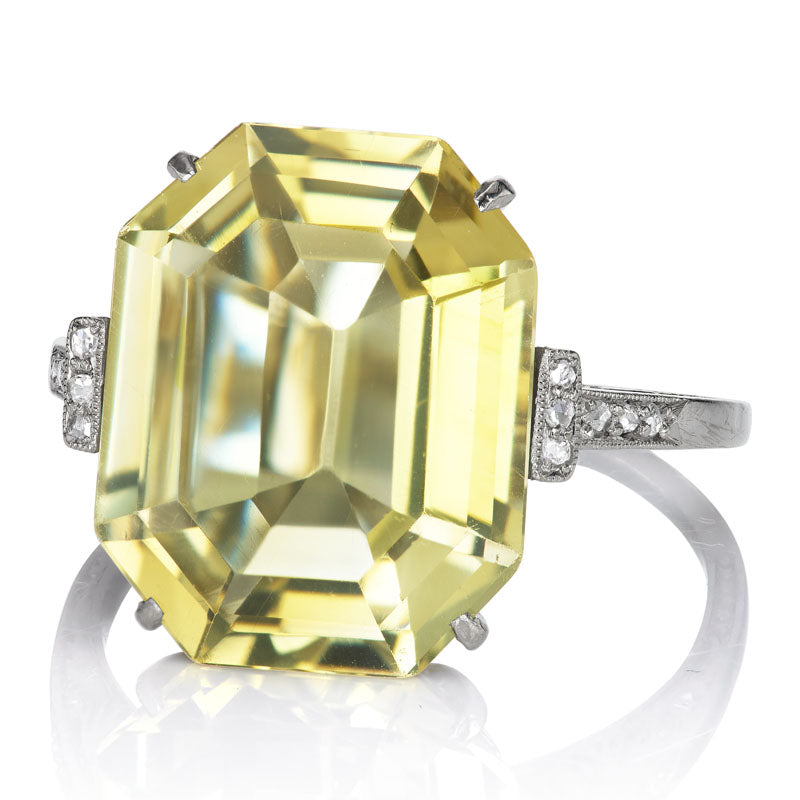 Yellow Citrine Ring diamond engagement ring with gemstone