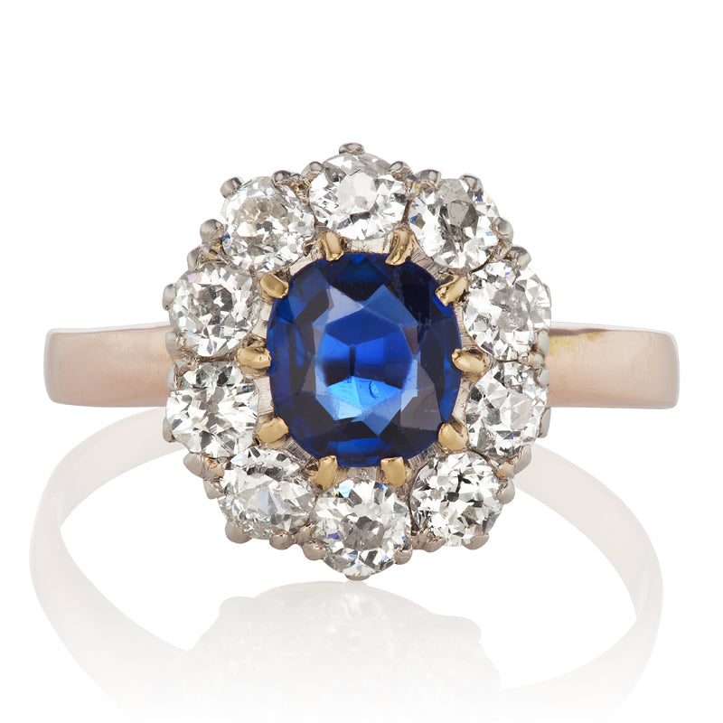 Edwardian Era Antique Sapphire Cluster Ring